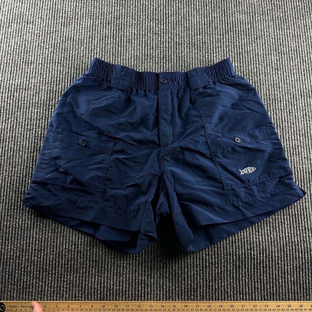 AFTCO M01 Original Fishing Shorts Mens 34 Navy Blue Nylon Utility Cargo Gear